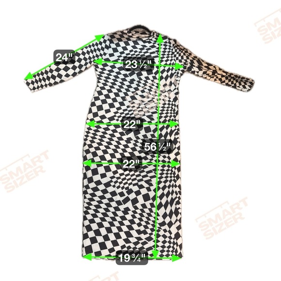 Checkerboard Long Sleeve Lightweight Mock Neck Maxi Dress, Sz 3XL - Picture 6 of 6